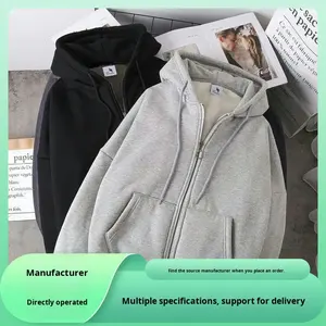Hoodie pria 2025 jaket Unisex bertudung bulu tebal desain Niche musim gugur musim dingin baru awal musim semi pola hati - Product Image 2