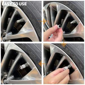 4 pièces de capuchons de valve de pneu ABS brillants en forme de couronne, avec cristaux de diamant synthétiques et alliage d'aluminium, universels pour voiture, décoratifs et anti-poussière - Product Image 5