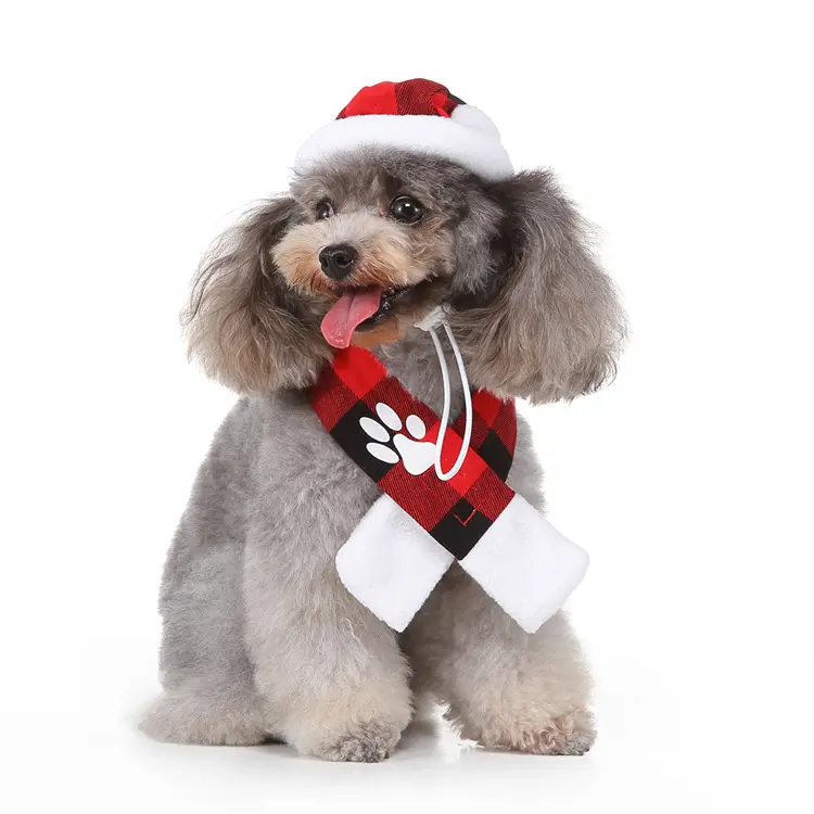 Wholesale Fancy Dog Scarf Christmas Festival Lovely Pet Christmas Scarf Accessories Christmas Hats Costume For Dogs