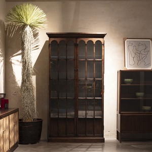 Vitrine de salle à manger de salon en bois massif de luxe au design français Meubles de maison Fournisseur de meubles en bois Style verre d'angle - Product Image 1