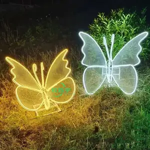 Escultura de borboleta para decoração de jardim ao ar livre, luz de Natal com tema de borboleta e animais, luz de conto de fadas