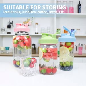 Pink BPA Free PP Plastic Non-Refillable Pour Spout Jar Lid <b>with</b> Screw-On Closure and Handle for Beverage <b>Bottles</b> - Product Image 4