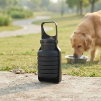 Bouteille d'eau pliable moderne de 500 ml, réutilisable, sans BPA, sans danger pour les aliments, bol de voyage portable en silicone pour chien, pour la randonnée en plein air