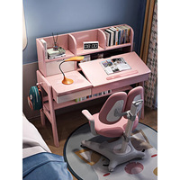 Ensemble bureau et chaise pour enfants en bois massif, design simple et moderne, avec plateau réglable en hauteur pour la maison et la chambre