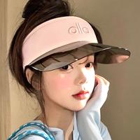 Gorra de sol UV personalizada - Visera larga de PVC con degradado, gorra de felpa ajustable, sombrero metálico para viajes, yoga, playa, venta al por mayor