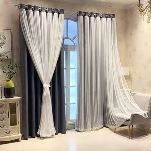 Nueva Cortina de Salón de Doble Capa Integrada de Tela y Gasa Color Crema Totalmente Opaca - Product Image 5