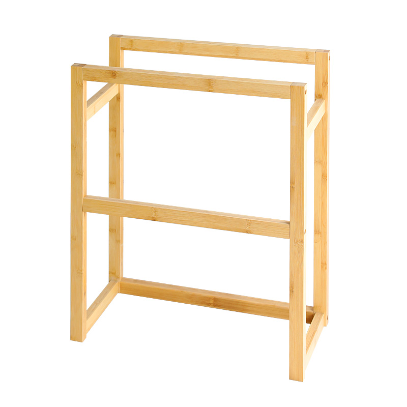 2-Tier Bamboo Drying Rack, Bathroom Towel Bar, Pool Drying Rack