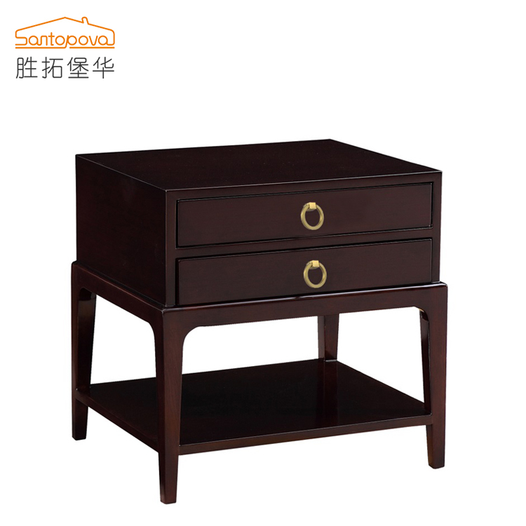 Table de nuit en bois table de chevet Simple pur cuivre poignée chevet table d'appoint