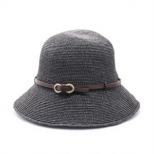 Chapeau bob en <span class=keywords><strong>raphia</strong></span> avec boucle de <span class=keywords><strong>ceinture</strong></span> - Style classique, léger, protection UV, chapeau de paille d'été pour femmes, idéal pour la plage et les voyages - Product Image 3