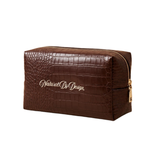 Sac de toilette de luxe en cuir PU à motif crocodile de 9 pouces, grande capacité, sac de voyage, broderie logo, pochette à fermeture éclair - Product Image 1