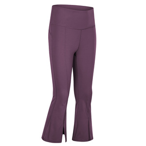 Ladies spandex high elastic jogger pants women casual funky wide leg yoga flare pants tear - Product Image 3