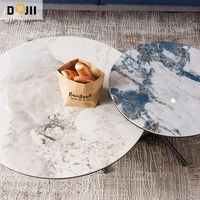 Ensemble de tables basses gigognes pour salon, style italien, luxueuses, avec bord arrondi, en ardoise, table à thé, table d'appoint centrale