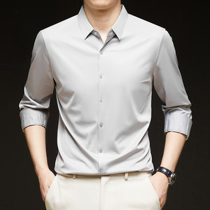 New Fashion <strong>Men</strong> Spring Autumn Solid Color Cheap Shirts Character Button Lapel <strong>Long</strong> Sleeve Business Tops Blouse Casual Shirt - Product Image 4
