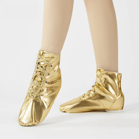 Bottes de danse jazz montantes en PU dorées et argentées à lacets pour femmes BX28, semelle souple, chaussures professionnelles pour la performance et la pratique