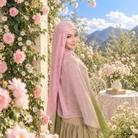 Hijabs à pois en modal personnalisés pour femmes musulmanes, longs foulards châles en modal tissé imprimé à pois