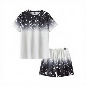 Conjunto de camiseta de manga corta con estampado de montaña nevada para hombre, conjunto deportivo de dos piezas de estilo coreano, transpirable, a la moda, Vintage, para verano - Product Image 2