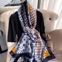 ALICE OEM Grand châle léger et respirant, nouvelle mode, motif lettres imprimé, en polyester et soie