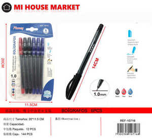 Plenny <b>Ballpoint</b> <b>Pens</b> 1.0mm Medium Ink Blue Black Red Office School Writing Supplies 6pcs Pack - Product Image 1