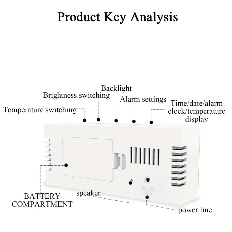 LED Multi-function Snooze Display White Time Table Alarm Digital Clock Modern Mirror Alarm Clock LED White Light Table Lamp