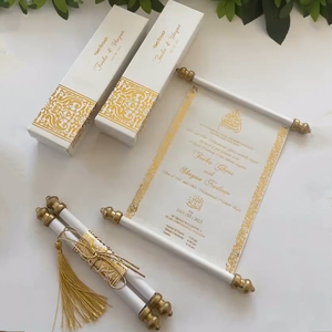 Nouveaux Élégants Parchemin Personnalisés avec Estampage à Chaud Doré – Boîte de Fournitures pour Fêtes d'Anniversaire – Invitations de Mariage de Luxe en Parchemin - Product Image 1