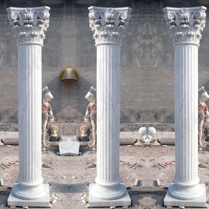 Piliers romains en pierre naturelle, balustrade et colonne en marbre blanc sculptés à la main, colonne romaine solide en marbre d'Italie - Product Image 2