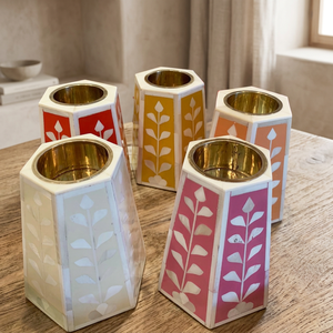 Brûleur d'encens et porte-bougie arabe unique en nacre incrustée 2027 – Diffuseur d'aromathérapie en coquille de MOP - Product Image 5