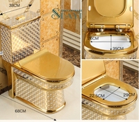 WC monobloc en céramique SDAYI avec siphon intégré, design doré, cuvette de toilette dorée