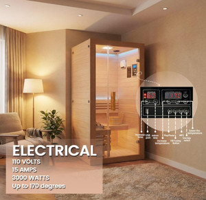 <span class=keywords><strong>Sauna</strong></span> Interior Tradicional Personalizada para 1 Persona, Fabricada con Madera de Hemlock Canadiense Centenario, con Bluetooth - Product Image 6