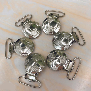 Clips de bretelles en acier inoxydable argenté, forme ronde, pour football, clips de sucette en métal pour bébés, sans nickel - Product Image 5