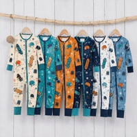 Pyjamas Bébé en Bambou OEM ODM – Boîte Mystère / Boîte Surprise – Combinaison Zippée à Imprimé Animal Aléatoire – Manches Longues – Vente en Gros – Livraison Rapide – Vêtements de Nuit pour Enfants