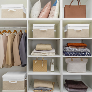 Collapsible Storage Organiser <b>Bins</b> Fabric Rectangle <b>Large</b> Storage Baskets with Handle - Product Image 4