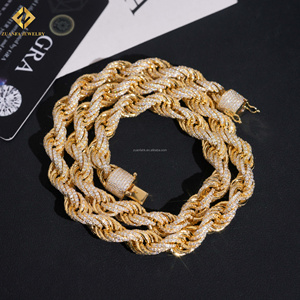 Popular Fashion Rapper Jewelry Hip Hop Iced Out 10mm Width Fully Stone VVS Moissanite Pass Diamond Tester <b>Rope</b> <b>Chain</b> S925 Silver - Product Image 3