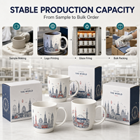 Mug en Porcelaine Fine Personnalisé avec Motifs de Lieux Symboles de Londres (Big Ben, London Eye, Tower Bridge) – Cadeau de Voyage Anti-Fuite