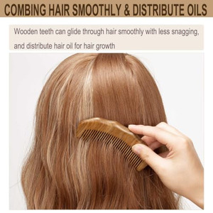 Cepillo alisador de pelo natural ecológico al por mayor para alivio del dolor de la cabeza, peine de madera clásico portátil de dientes anchos - Para el hogar - Product Image 5