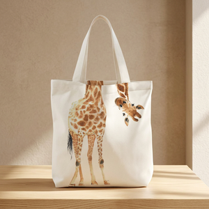 Bolso de mano de lona con estampado de jirafa, bolso de compras reutilizable, gran capacidad, personalizado, para mujer, para viajes diarios - Product Image 4