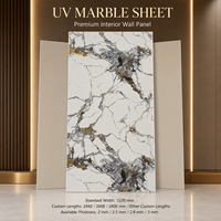 Panneau mural en PVC brillant MORLENX, pierre naturelle blanche, grise et dorée, effet marbre UV, pour la décoration de hôtels et villas de luxe