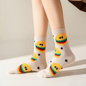 Calcetines Divertidos con Estampado de Comida <span class=keywords><strong>para</strong></span> Mujer, Diseño de Hamburguesa, Papas Fritas, Pizza, Refresco y Pastel, Regalo de Navidad Unisex - Product Image 1