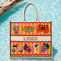 Sac fourre-tout personnalisé à rayures et perles, sac à main de plage côtier, cadeau de mariage pour enterrement de vie de jeune fille, sac à perles de rocaille, OEM