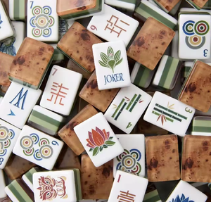 Juego de Mahjong OMM Cabana Moonlight Emerald Pearl Burl Wood, Lujoso, Moderno, Ecológico, Surtido, Portátil, 166 Piezas - Product Image 5