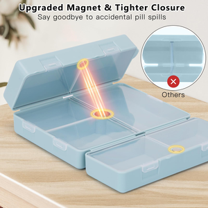 Portable Box <b>7</b>-days for Medicine PP Magnetic Flip Cap Rectangle 10*<b>7</b>*2.5cm Blue Green <b>Tablet</b> Covers Cases Travel Pill Storage - Product Image 2