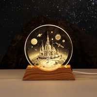 Lampe de nuit personnalisée en cristal minimaliste moderne en forme de planète, gravure interne, décoration de chambre à coucher, bureau, cadeau créatif, lampe de table