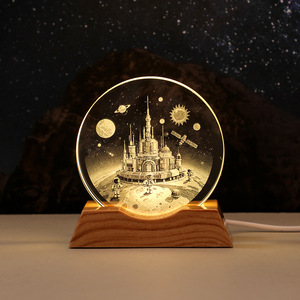 Lámpara de Noche Personalizada de Cristal Minimalista Moderna con Forma de Planeta, Grabado Interno, Decoración para Dormitorio o Escritorio, Regalo Creativo - Product Image 3