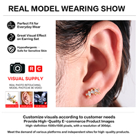 Boucles d'oreilles tendance en titane G23 ASTM F136 16G avec zircon motif colombe de la paix, sans filetage, pour piercing tragus, hélix, lobe