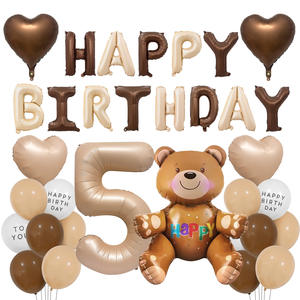 Ensemble de ballons numériques blancs au lait caramel sur le thème de l'ours pour le bain de bébé et les décorations de fête d'<span class=keywords><strong>anniversaire</strong></span> - Product Image 4