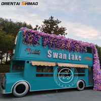 Restaurant mobile coloré équipement de cuisine Double Decker Tour Bus Top Terrasse Double-Decker Bus Food Truck Trailer