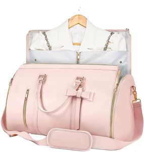 กระเป๋าเดินทางแบบพับได้ BSCI factory Convertible Suit Travel Bag สำหรับผู้หญิง พร้อมช่องใส่ของใช้ในห้องน้ำ สายสะพายไหล่ และช่องใส่รองเท้า - Product Image 1