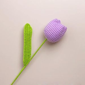 Flores de Crochet, <span class=keywords><strong>Tulipanes</strong></span> Morados, Ramo de <span class=keywords><strong>Tulipanes</strong></span> Tejidos a Mano, Decoración del Hogar, <span class=keywords><strong>Tulipanes</strong></span> Artificiales para Bodas, Manualidades - Product Image 6