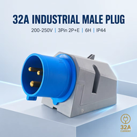 Prise industrielle CEE mâle à montage en surface 32A 6H 200-250V 3 broches 2P+E IP44 en laiton bleu MP32341