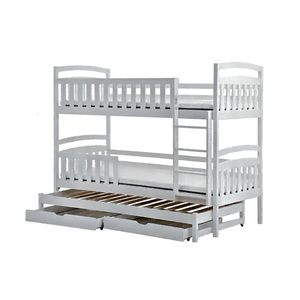 Lit superposé triple en bois blanc moderne pour adolescents avec rangement pour enfants et auberges de jeunesse - Product Image 6