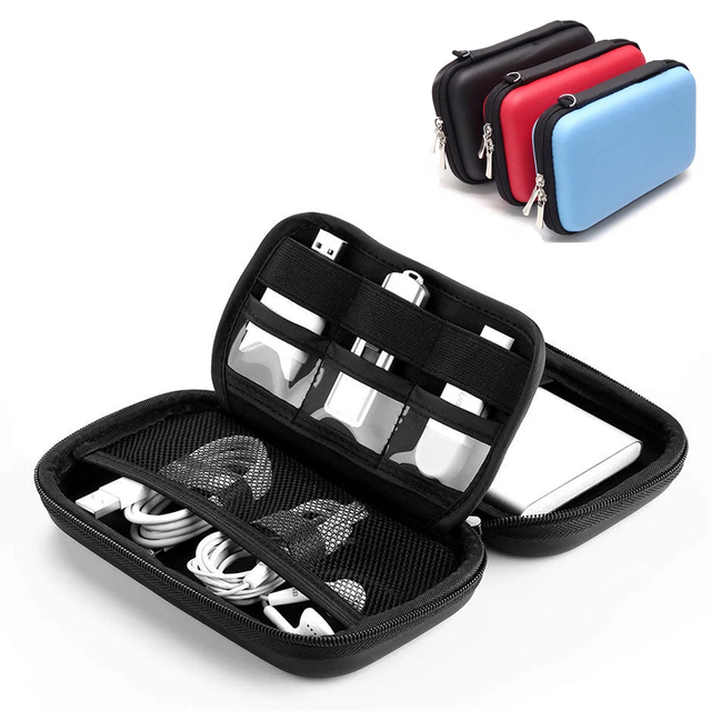 EVA Travel Earphone Digital Cable Storage Bag Electronic Accessories Carry Data Cable Organizer Case for USB Charger